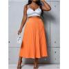 imageSHENHE Womens Plus Size High Waisted Pleated Skirt Flowy A Line Casual Midi SkirtOrange