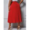 imageSHENHE Womens Plus Size High Waisted Pleated Skirt Flowy A Line Casual Midi SkirtRed