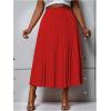 imageSHENHE Womens Plus Size High Waisted Pleated Skirt Flowy A Line Casual Midi SkirtRed
