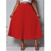 imageSHENHE Womens Plus Size High Waisted Pleated Skirt Flowy A Line Casual Midi SkirtRed