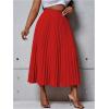 imageSHENHE Womens Plus Size High Waisted Pleated Skirt Flowy A Line Casual Midi SkirtRed