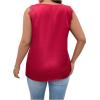 imageSHENHE Womens Plus Size Lace Trim V Neck Sleeveless Satin Loose Tank Elegant Top ShirtBurgundy