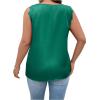 imageSHENHE Womens Plus Size Lace Trim V Neck Sleeveless Satin Loose Tank Elegant Top ShirtDark Green