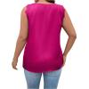 imageSHENHE Womens Plus Size Lace Trim V Neck Sleeveless Satin Loose Tank Elegant Top ShirtHot Pink