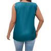 imageSHENHE Womens Plus Size Lace Trim V Neck Sleeveless Satin Loose Tank Elegant Top ShirtLight Blue