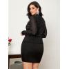 imageSHENHE Womens Plus Size Mesh Mock Neck Long Sleeve Rhinestone T Shirt Tee TopsBlack