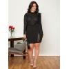 imageSHENHE Womens Plus Size Mesh Mock Neck Long Sleeve Rhinestone T Shirt Tee TopsBlack