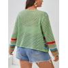 imageSHENHE Womens Plus Size Sheer Crochet Geo Graphic Button Front Knitted Boho CardiganGreen