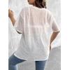 imageSHENHE Womens Plus Size Sheer Mesh V Neck Half Sleeve Drop Shoulder Split Hem Tee TopWhite