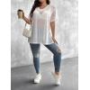 imageSHENHE Womens Plus Size Sheer Mesh V Neck Half Sleeve Drop Shoulder Split Hem Tee TopWhite