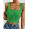 imageSHENHE Womens Spaghetti Strap Eyelet Embroidery Summer Sleeveless Crop Tank Cute TopGreen