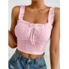 imageSHENHE Womens Spaghetti Strap Eyelet Embroidery Summer Sleeveless Crop Tank Cute TopLight Pink