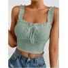 imageSHENHE Womens Spaghetti Strap Eyelet Embroidery Summer Sleeveless Crop Tank Cute TopMint Green