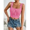 imageSHENHE Womens Spaghetti Strap Eyelet Embroidery Summer Sleeveless Crop Tank Cute TopPink