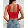 imageSHENHE Womens Spaghetti Strap Eyelet Embroidery Summer Sleeveless Crop Tank Cute TopRed