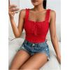 imageSHENHE Womens Spaghetti Strap Eyelet Embroidery Summer Sleeveless Crop Tank Cute TopRed