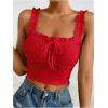 imageSHENHE Womens Spaghetti Strap Eyelet Embroidery Summer Sleeveless Crop Tank Cute TopRed