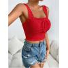 imageSHENHE Womens Spaghetti Strap Eyelet Embroidery Summer Sleeveless Crop Tank Cute TopRed