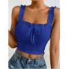 imageSHENHE Womens Spaghetti Strap Eyelet Embroidery Summer Sleeveless Crop Tank Cute TopRoyal Blue