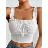 imageSHENHE Womens Spaghetti Strap Eyelet Embroidery Summer Sleeveless Crop Tank Cute TopWhite