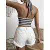imageSHENHE Womens Striped Halter Tie Back Sleeveless Backless Knitted Crop TopBlack
