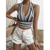 imageSHENHE Womens Striped Halter Tie Back Sleeveless Backless Knitted Crop TopBlack