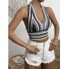 imageSHENHE Womens Striped Halter Tie Back Sleeveless Backless Knitted Crop TopBlack