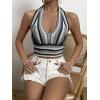 imageSHENHE Womens Striped Halter Tie Back Sleeveless Backless Knitted Crop TopBlack