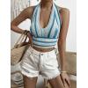 imageSHENHE Womens Striped Halter Tie Back Sleeveless Backless Knitted Crop TopBlue