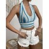 imageSHENHE Womens Striped Halter Tie Back Sleeveless Backless Knitted Crop TopBlue