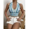 imageSHENHE Womens Striped Halter Tie Back Sleeveless Backless Knitted Crop TopBlue
