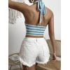 imageSHENHE Womens Striped Halter Tie Back Sleeveless Backless Knitted Crop TopBlue