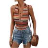 imageSHENHE Womens Striped Halter Tie Back Sleeveless Backless Knitted Crop TopColor Block Multicolor