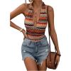 imageSHENHE Womens Striped Halter Tie Back Sleeveless Backless Knitted Crop TopColor Block Multicolor