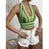 imageSHENHE Womens Striped Halter Tie Back Sleeveless Backless Knitted Crop TopGreen