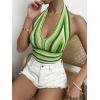 imageSHENHE Womens Striped Halter Tie Back Sleeveless Backless Knitted Crop TopGreen