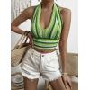 imageSHENHE Womens Striped Halter Tie Back Sleeveless Backless Knitted Crop TopGreen
