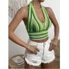 imageSHENHE Womens Striped Halter Tie Back Sleeveless Backless Knitted Crop TopGreen a