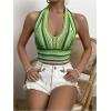 imageSHENHE Womens Striped Halter Tie Back Sleeveless Backless Knitted Crop TopGreen a