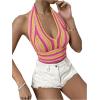 imageSHENHE Womens Striped Halter Tie Back Sleeveless Backless Knitted Crop TopMulticolor B