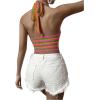 imageSHENHE Womens Striped Halter Tie Back Sleeveless Backless Knitted Crop TopMulticolor C
