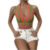 imageSHENHE Womens Striped Halter Tie Back Sleeveless Backless Knitted Crop TopMulticolor C