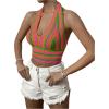 imageSHENHE Womens Striped Halter Tie Back Sleeveless Backless Knitted Crop TopMulticolor C