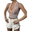 imageSHENHE Womens Striped Halter Tie Back Sleeveless Backless Knitted Crop TopMulticolor a