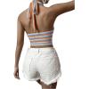 imageSHENHE Womens Striped Halter Tie Back Sleeveless Backless Knitted Crop TopMulticolor a