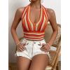 imageSHENHE Womens Striped Halter Tie Back Sleeveless Backless Knitted Crop TopOrange