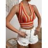 imageSHENHE Womens Striped Halter Tie Back Sleeveless Backless Knitted Crop TopOrange