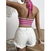 imageSHENHE Womens Striped Halter Tie Back Sleeveless Backless Knitted Crop TopPink and White