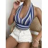 imageSHENHE Womens Striped Halter Tie Back Sleeveless Backless Knitted Crop TopPurple