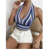 imageSHENHE Womens Striped Halter Tie Back Sleeveless Backless Knitted Crop TopPurple a